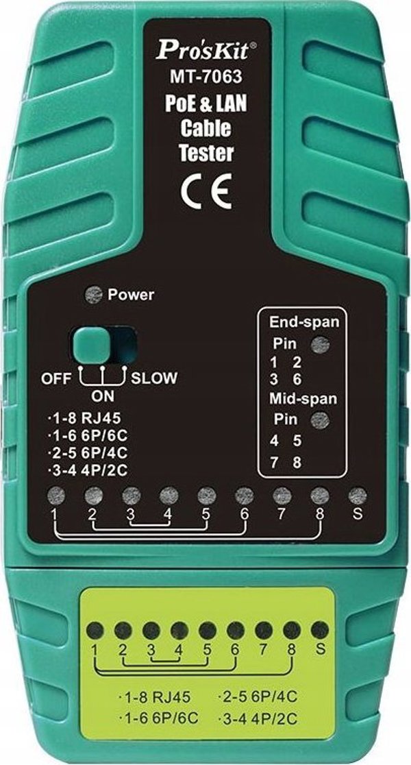 PoE και LAN καλωδίων δικτύου tester, RJ11/RJ12/RJ45, Pros'sKIt