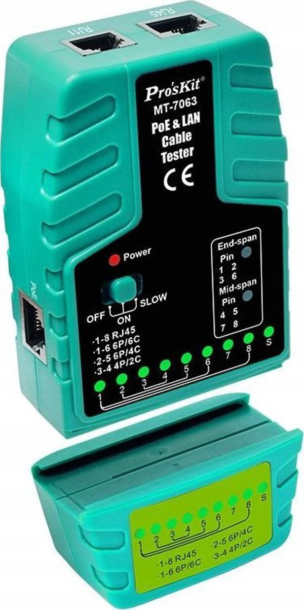 PoE και LAN καλωδίων δικτύου tester, RJ11/RJ12/RJ45, Pros'sKIt