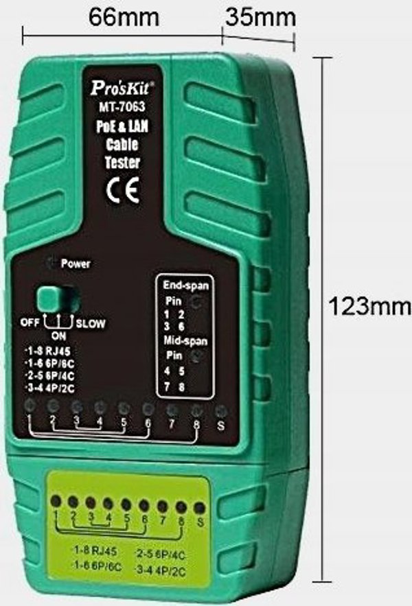 PoE και LAN καλωδίων δικτύου tester, RJ11/RJ12/RJ45, Pros'sKIt