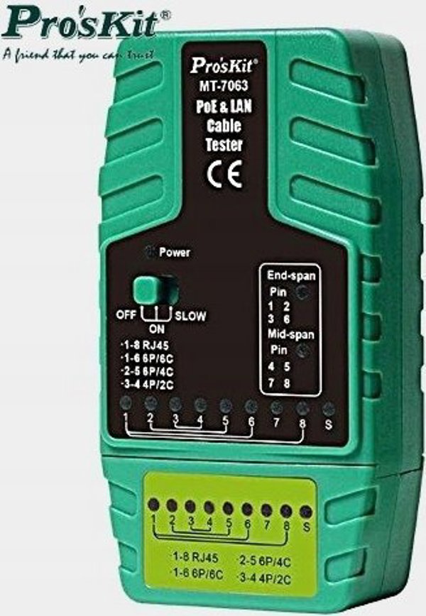 PoE και LAN καλωδίων δικτύου tester, RJ11/RJ12/RJ45, Pros'sKIt