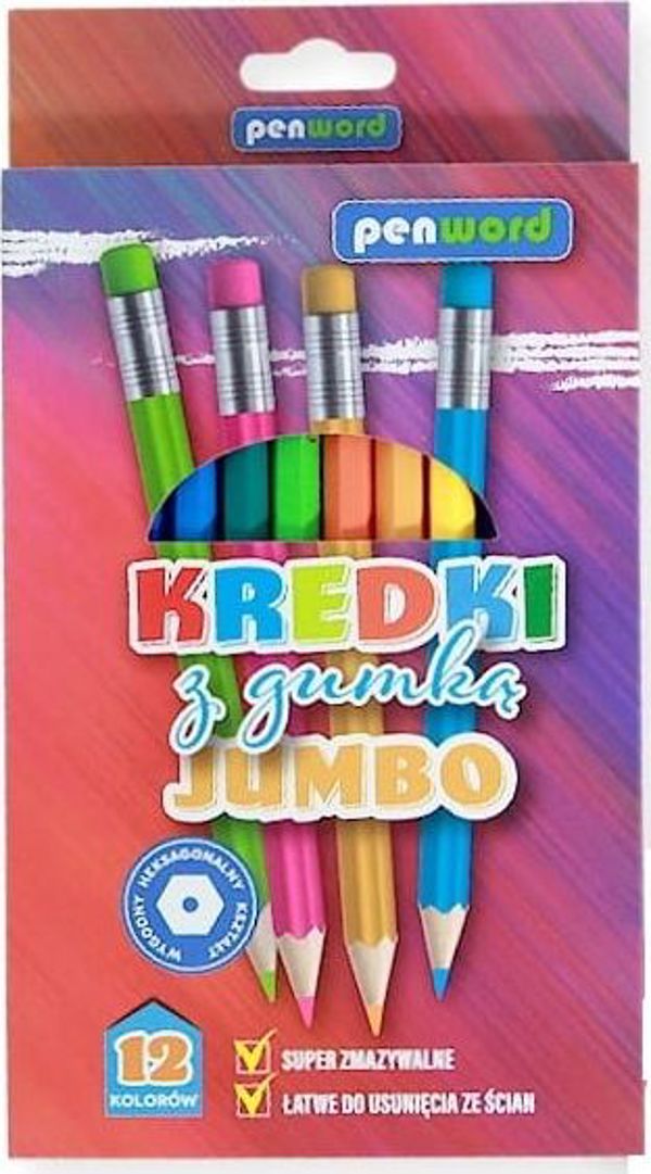 Polsirhurt Jumbo μολύβια με γόμα 12 χρώματα 2666-12-G