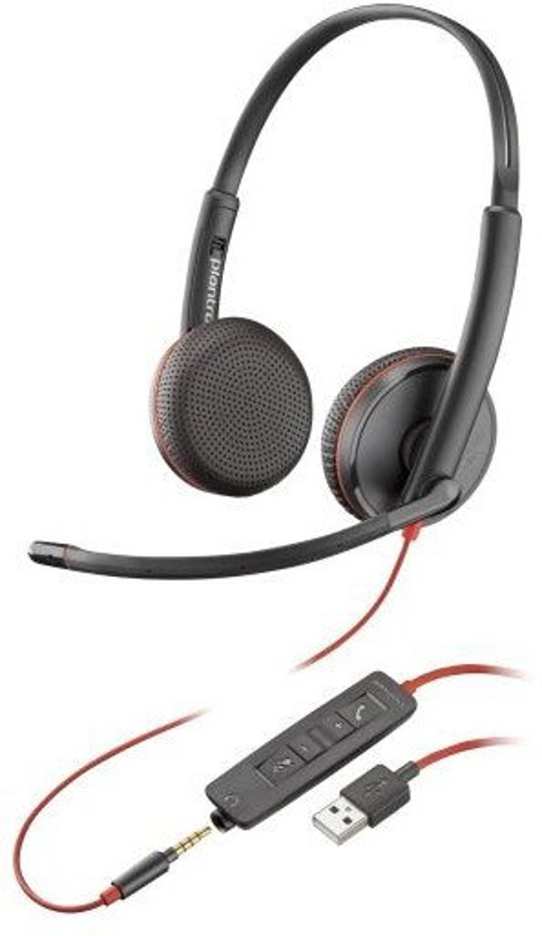 POLY Blackwire 3225 Στερεοφωνικά Ενσύρματα Ακουστικά, USB-A, Μαύρο