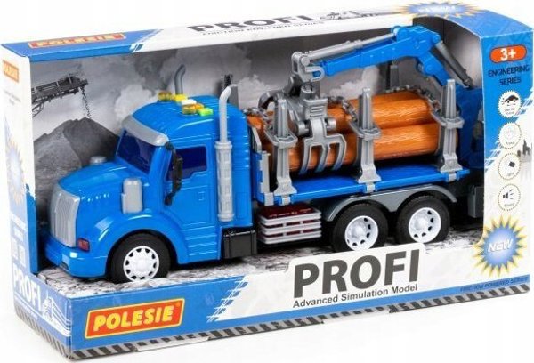 Polesie Polesie 96173 "Profi", φορτηγό μεταφοράς κορμών αδρανές, με φως και ήχο, μπλε σε κουτί