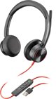 POLY Blackwire 8225 USB-A Ακουστικά Με Καλώδιο με Ελαστική Επάνω Ταινία για Γραφείο/Call Center, Μαύρα