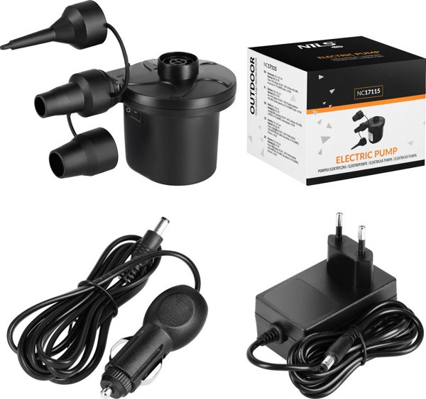 Nils Extreme NC17115 Ηλεκτρική Αντλία για Στρώμα με Προσαρμογείς 230V/12V Μαύρη