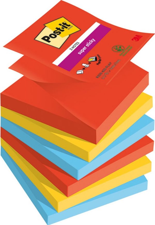 Post-it 3M Αυτοκόλλητες Σημειώσεις Super Sticky Z-Notes, Playful, 76x76mm, 6x90 Φύλλα