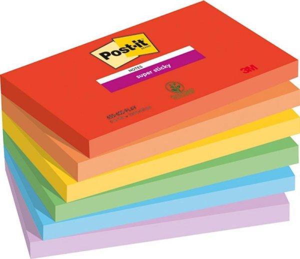 Post-It 3M Αυτοκόλλητες Σημειώσεις Super Sticky, Playful, 76x127mm, 6x90 Φύλλα