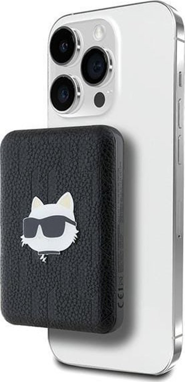 Karl Lagerfeld Powerbank Choupette Head Pin 5000mAh 15W MagSafe Φορητός Φορτιστής Μαύρο