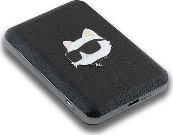 Karl Lagerfeld Powerbank Choupette Head Pin 5000mAh 15W MagSafe Φορητός Φορτιστής Μαύρο
