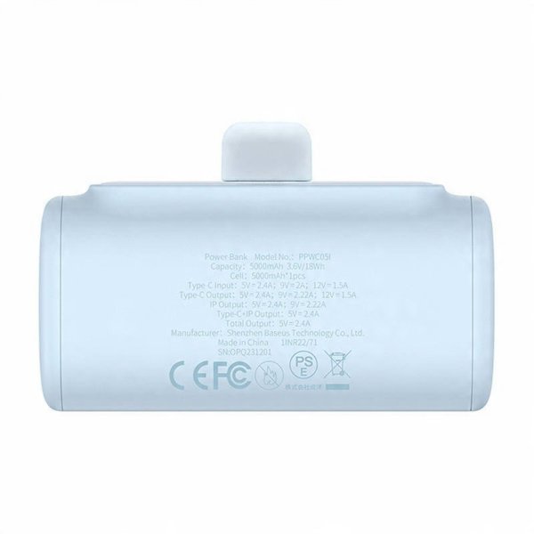 Φορητός φορτιστής OS-Baseus Compact IP 5000mAh 20W (μπλε)
