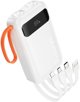 Powerbank HOCO 10000 mAh 2A με ενσωματωμένα καλώδια USB A + USB C + Lightning + Micro USB και διπλό φακό J151 λευκό