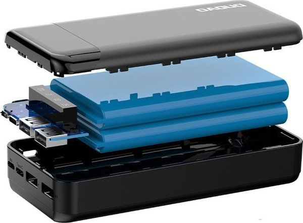 Dudao Power Bank K6 Pro+ 20000mAh με Ενσωματωμένα Καλώδια Lightning/Type-C/Micro-USB - Μαύρο