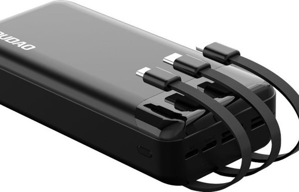 Dudao Power Bank K6 Pro+ 20000mAh με Ενσωματωμένα Καλώδια Lightning/Type-C/Micro-USB - Μαύρο