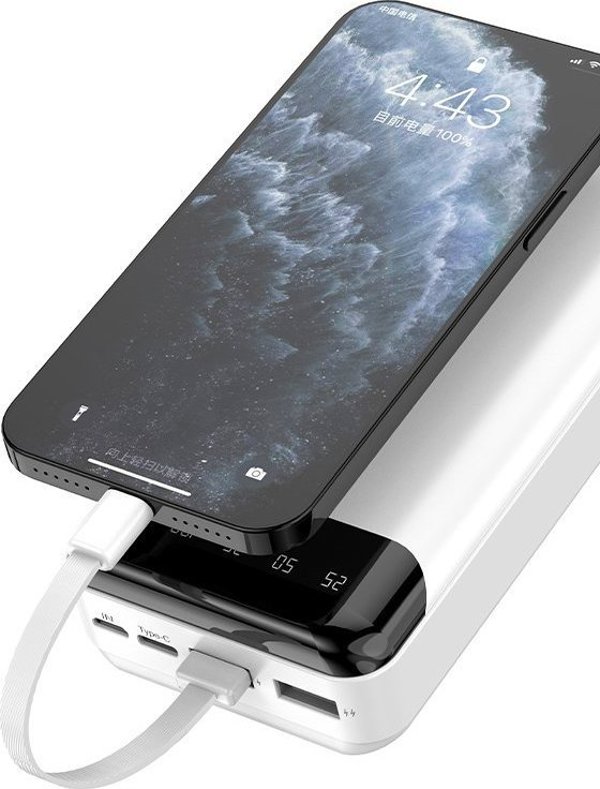 Dudao Power Bank K6 Pro+ 20000mAh με Ενσωματωμένα Καλώδια Lightning/Type-C/Micro-USB - Μαύρο