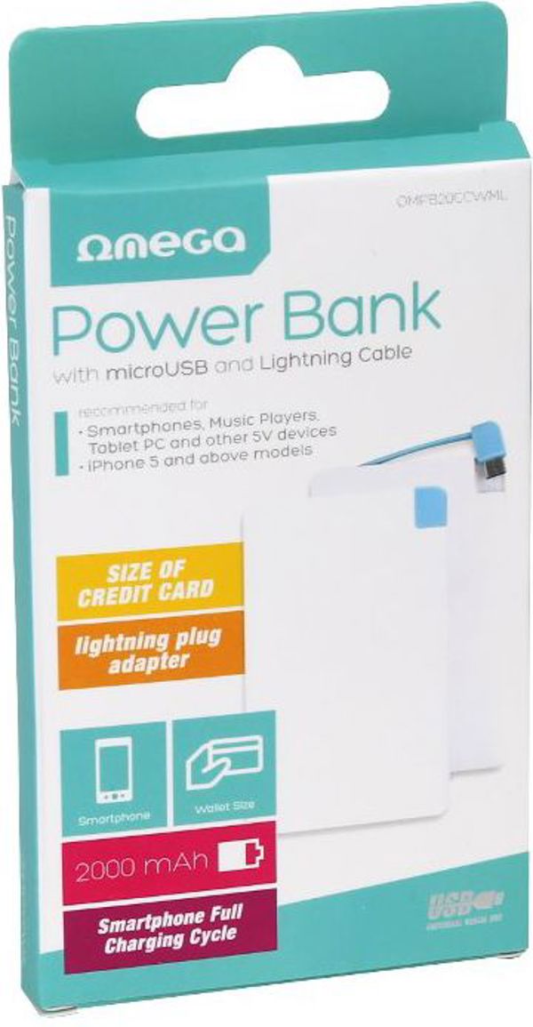 Φορητός φορτιστής Omega 2000mAh Λευκός