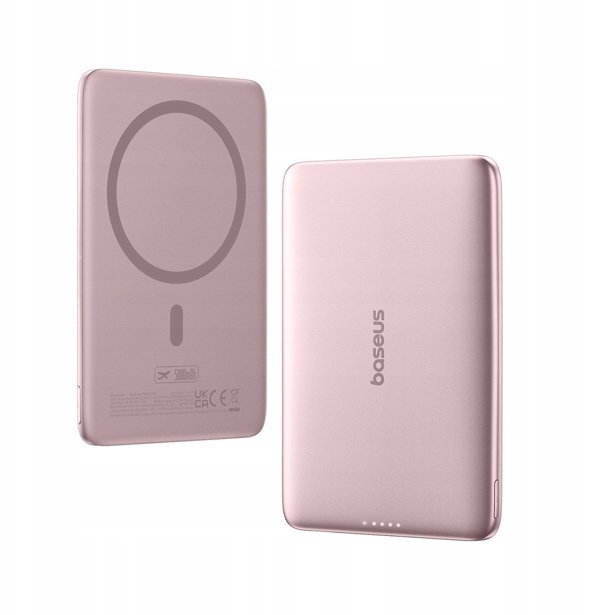 Powerbank Baseus PicoGo AM41 5000mAh 20W Ultra-Slim με MagSafe και καλώδιο Baseus Simple USB-C 60W 30cm - ροζ