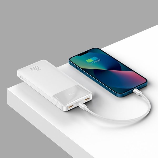 Baseus Bipow Overseas Edition Power Bank 10000mAh 20W με 2 Θύρες USB-A και Θύρα USB-C Λευκό (PPBD050502) (BASPPBD050502)