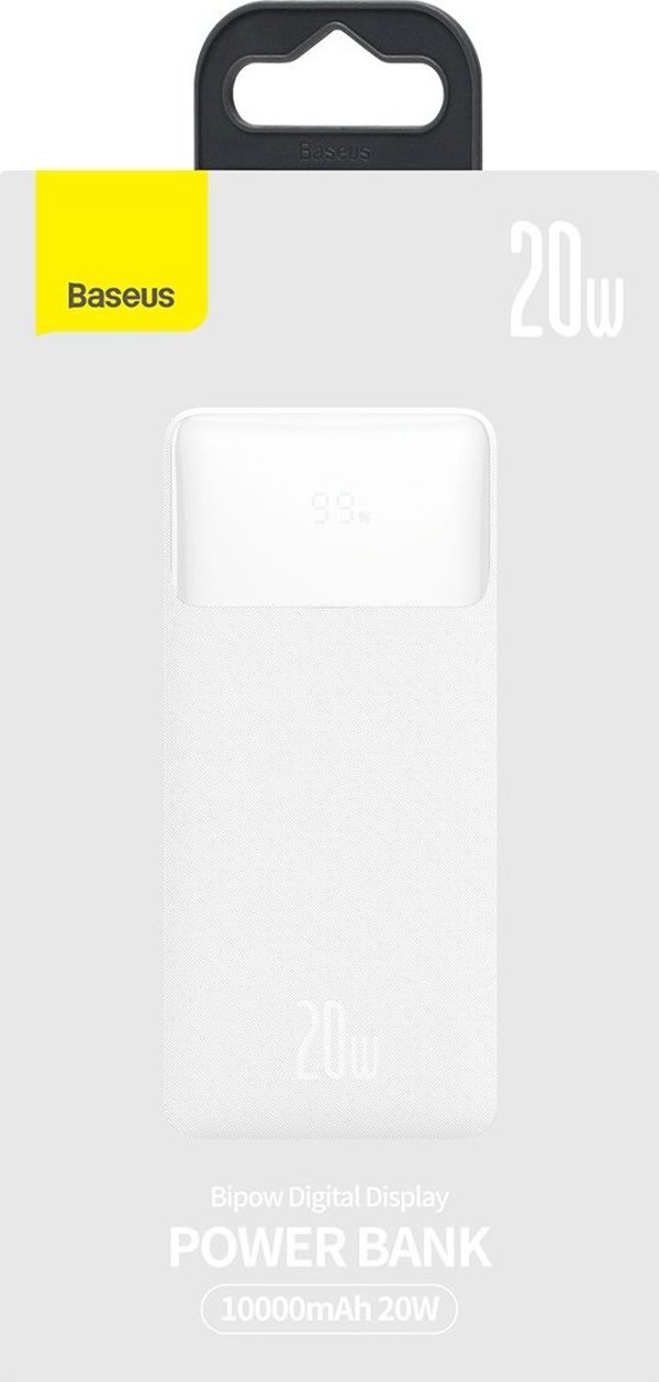 Baseus Bipow Overseas Edition Power Bank 10000mAh 20W με 2 Θύρες USB-A και Θύρα USB-C Λευκό (PPBD050502) (BASPPBD050502)