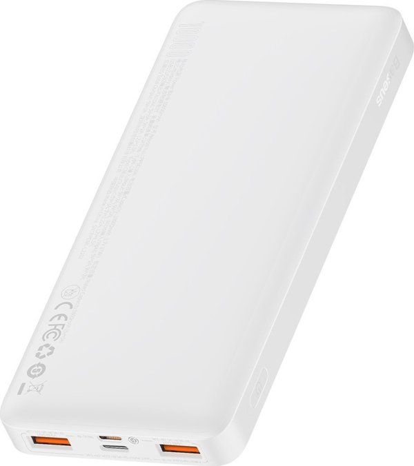 Baseus Bipow Overseas Edition Power Bank 10000mAh 20W με 2 Θύρες USB-A και Θύρα USB-C Λευκό (PPBD050502) (BASPPBD050502)