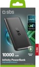 SBS Mobile Powerbank Infinity 10000mAh 10W, Φορητός Φορτιστής με Θύρες USB-A & USB-C - Μαύρο
