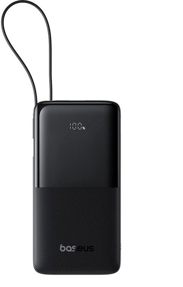 Powerbank Baseus Bipow 2 20000mAh 20W με ψηφιακή οθόνη και ενσωματωμένο καλώδιο USB-C - Μαύρο