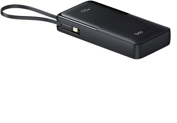 Powerbank Baseus Bipow 2 20000mAh 20W με ψηφιακή οθόνη και ενσωματωμένο καλώδιο USB-C - Μαύρο