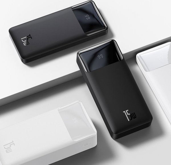 Powerbank Baseus Bipow Ψηφιακή Οθόνη 15W Έκδοση Εξωτερικού 20000mAh Λευκός