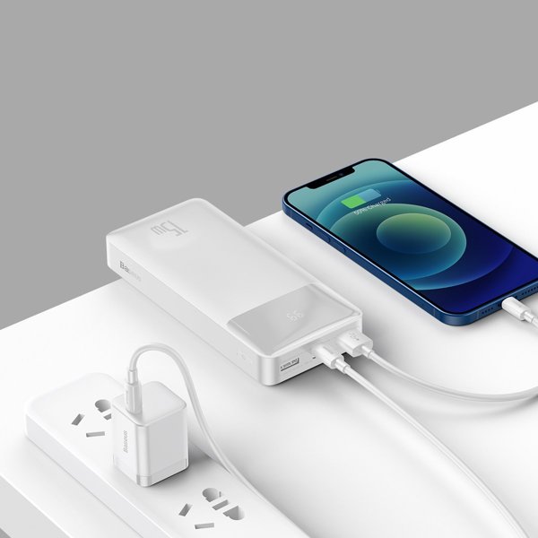 Powerbank Baseus Bipow Ψηφιακή Οθόνη 15W Έκδοση Εξωτερικού 20000mAh Λευκός