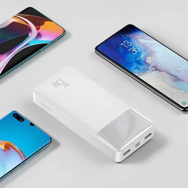 Powerbank Baseus Bipow Ψηφιακή Οθόνη 15W Έκδοση Εξωτερικού 20000mAh Λευκός