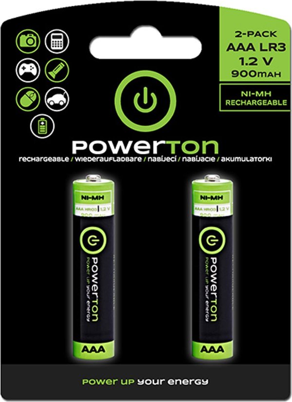 Powerton Επαναφορτιζόμενες μπαταρίες, AAA (HR03), 1.2V, 900 mAh, Powerton, blister, 2-pack, 3+1 δωρεάν σετ προσφοράς, EOL 13988459 8590274867727
