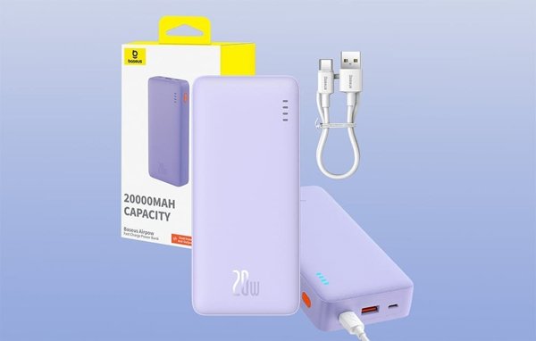 Powerbank Baseus Powerbank Airpow 20000mAh 20W (fioletowy)
