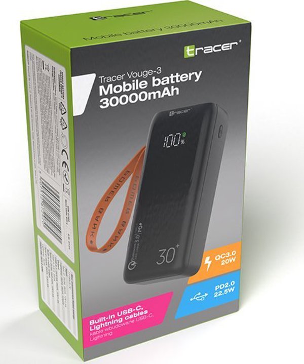 Φορητός φορτιστής Tracer Power bank TRACER VOUGE-3 30000mAh