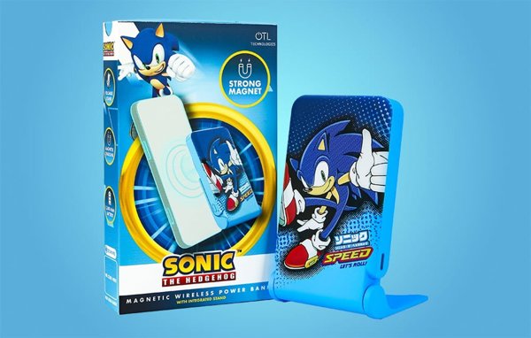 Φορητός φορτιστής OTL Powerbank μαγνητικός OTL 5000 mAh, USB-C 15W, Sonic The Hedgehog με βάση (μπλε)