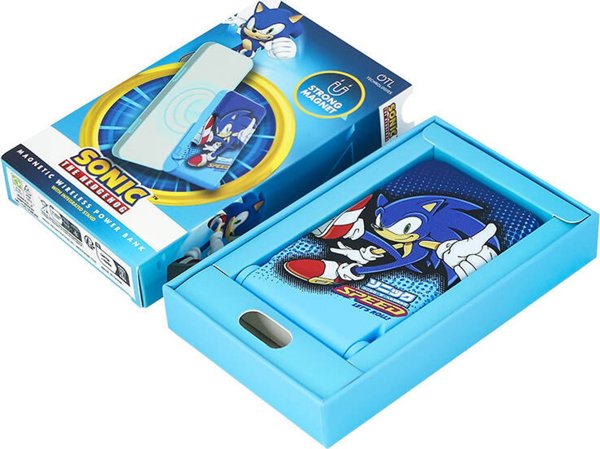 Φορητός φορτιστής OTL Powerbank μαγνητικός OTL 5000 mAh, USB-C 15W, Sonic The Hedgehog με βάση (μπλε)