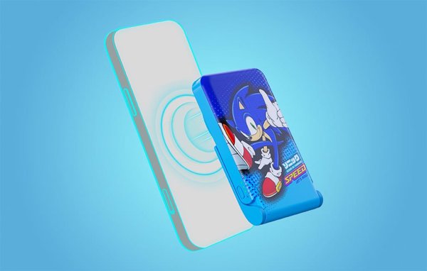 Φορητός φορτιστής OTL Powerbank μαγνητικός OTL 5000 mAh, USB-C 15W, Sonic The Hedgehog με βάση (μπλε)