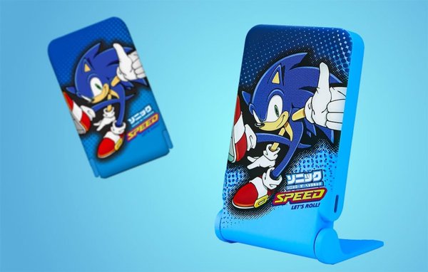 Φορητός φορτιστής OTL Powerbank μαγνητικός OTL 5000 mAh, USB-C 15W, Sonic The Hedgehog με βάση (μπλε)