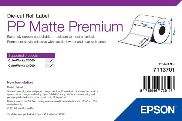 Ετικέτες PP Matte Premium Die-Cut/Roll 105mm x 152mm 185 ετικέτες