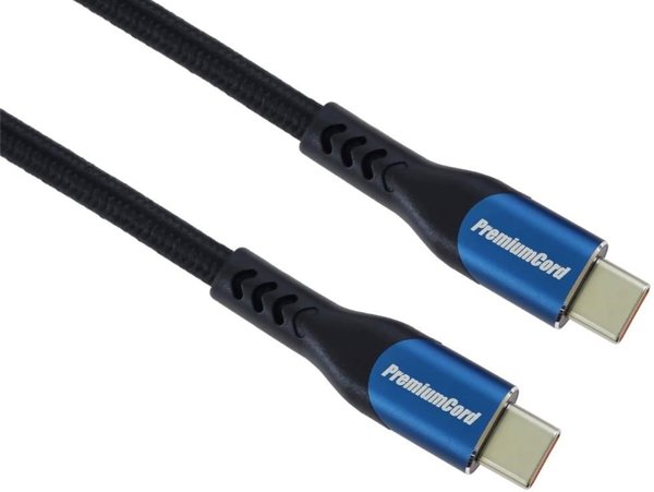 PremiumCord USB-C kabel ( USB 3.2 GEN 2x2, 5A, 100W, 20Gbit/s ) 2m, bavlněný oplet