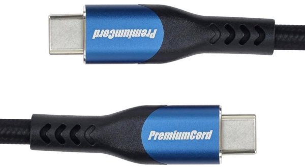 PremiumCord USB-C kabel ( USB 3.2 GEN 2x2, 5A, 100W, 20Gbit/s ) 0,5m, bavlněný oplet