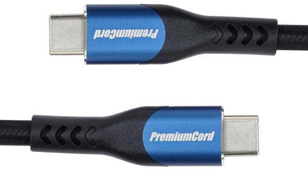 PremiumCord USB-C kabel ( USB 3.2 GEN 2x2, 5A, 100W, 20Gbit/s ) 1m, bavlněný oplet