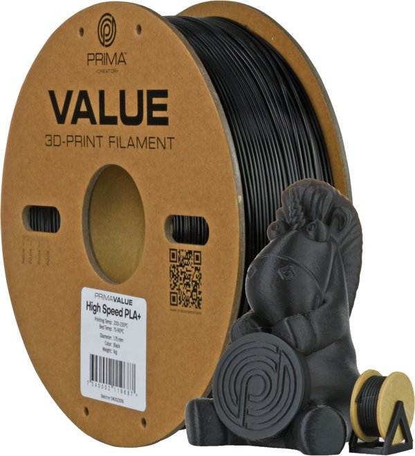 PLA+ Υψηλής Ταχύτητας νήμα PrimaValue για 3D εκτυπωτή, 1.75 mm, μαύρο