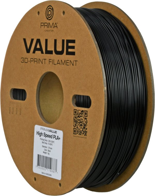 PLA+ Υψηλής Ταχύτητας νήμα PrimaValue για 3D εκτυπωτή, 1.75 mm, μαύρο