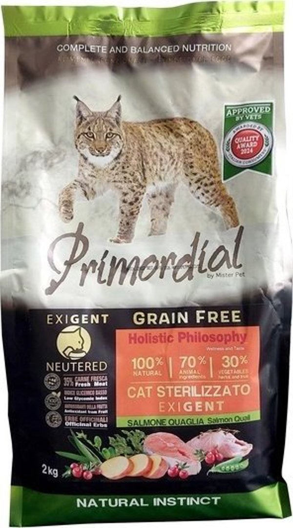 Primordial Primordial Exigent Karma Για Γάτες Σολομός Ορτύκι 2kg