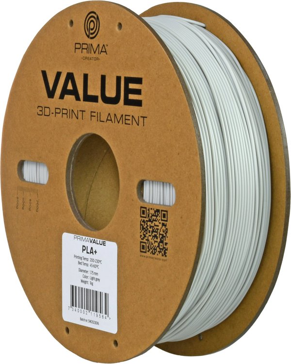 Νήμα PrimaValue PLA+ για εκτυπωτή 3D, 1.75 mm, ανοιχτό γκρι