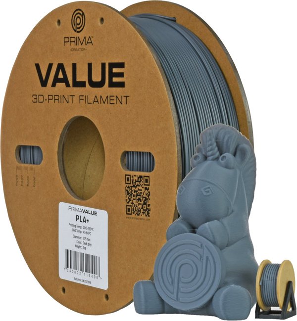 Νήμα PrimaValue PLA+ για εκτυπωτή 3D, 1.75 mm, σκούρο γκρι