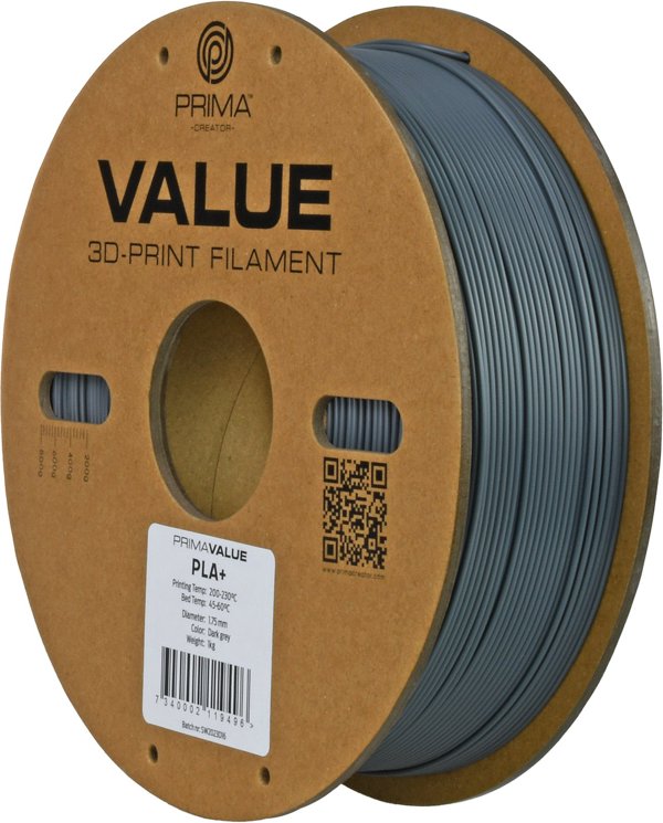 Νήμα PrimaValue PLA+ για εκτυπωτή 3D, 1.75 mm, σκούρο γκρι