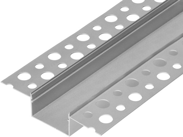 Προφίλ αλουμινίου για 2 ταινίες LED, 2000 x 57,89 x 9,8 mm, ενσωματωμένο σε γυψοσανίδα, ασημί