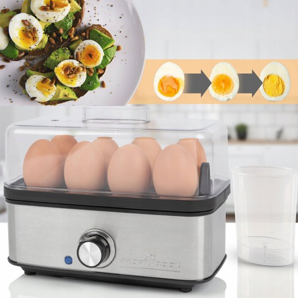 PROFI COOK Βραστήρας αυγών PC-EK 1275, μαύρο / ασημί, 400 Watt έως 8 αυγά, λειτουργία ομελέτας/ποσέ, ανοξείδωτο περίβλημα, - 1 τεμάχιο (501275)
