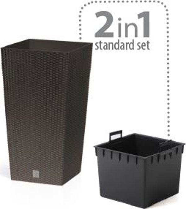 Γλάστρα Rato τετράγωνη ύψος 50cm - ανθρακί
