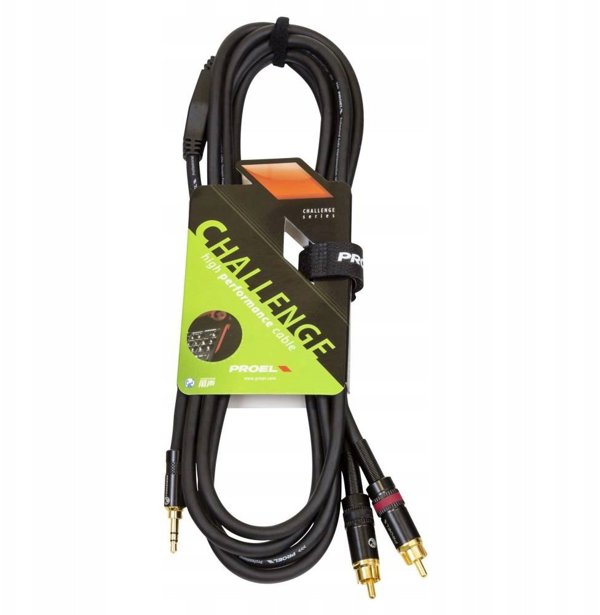 Αρσενικό στερεοφωνικό 3.5mm PROEL - 2 x αρσενικό RCA, 1.5m, μαύρο
